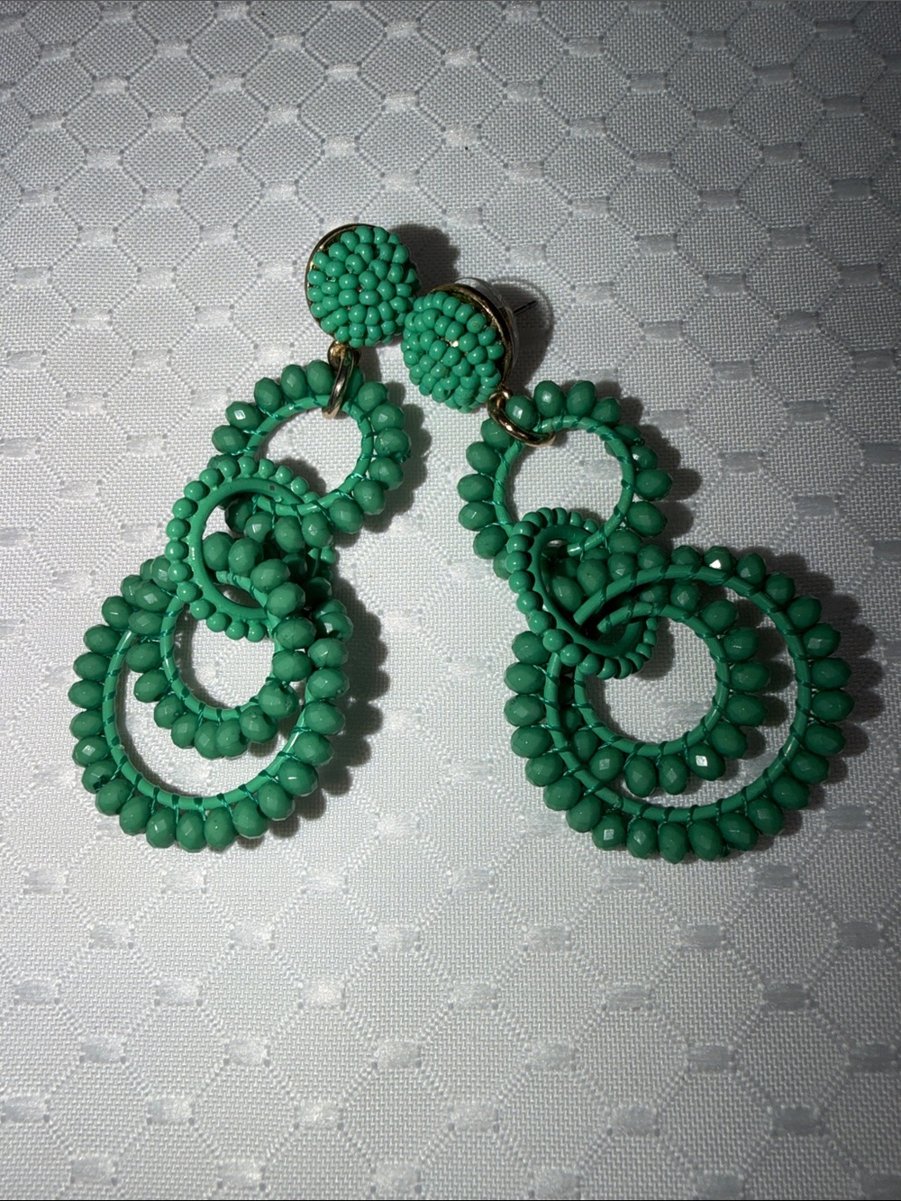 J. Crew kelly green Turquoise Beaded Linked Hoop Drop Earrings